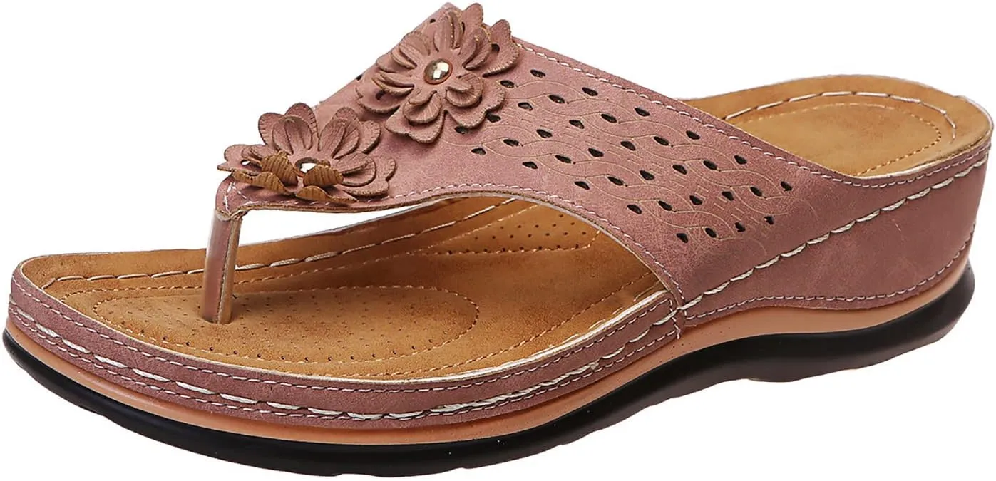Orthopedic Sandals for Women Dressy Summer Wide Width Comfortable Walking Sandals with Arch Support Orthotic Slides Shoes