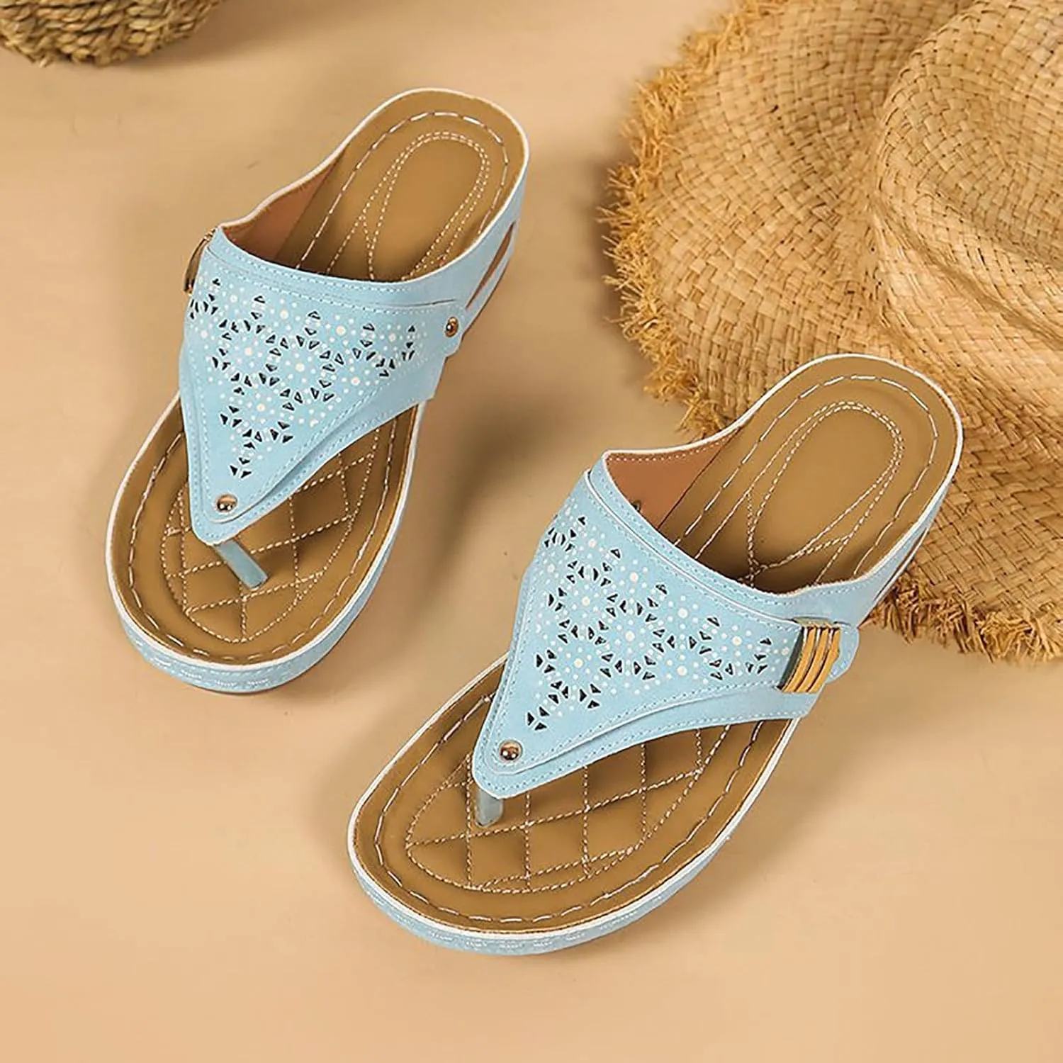 Orthopedic Sandals for Women Wide Width Arch Support Wedge Sandals Comfort Walking Sandals Beach Summer Flip Flops