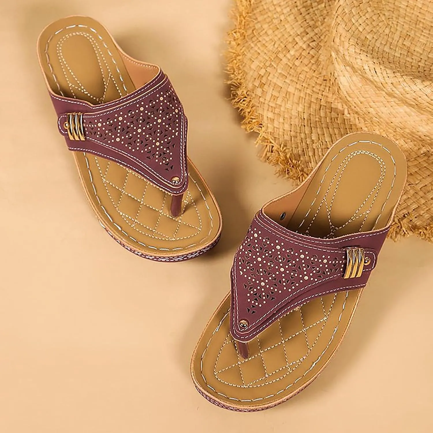 Orthopedic Sandals for Women Wide Width Arch Support Wedge Sandals Comfort Walking Sandals Beach Summer Flip Flops