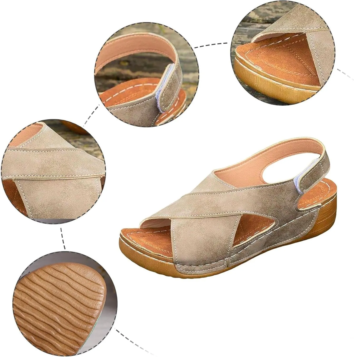 Orthopedic Walking Plantar Fasciitis Slides Sandals for Women Comfort Wedge Sandals Slip On Summer Vacation Sandals