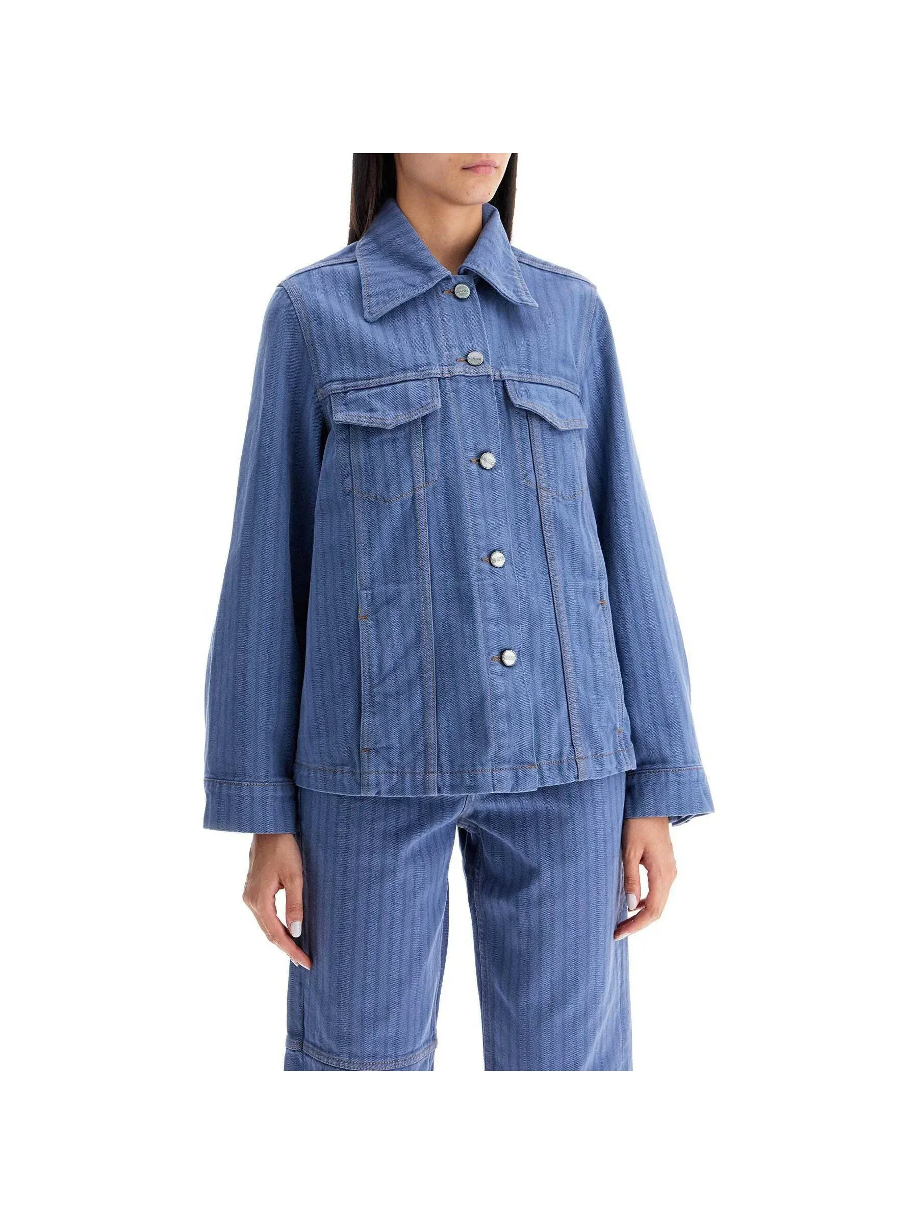 Overdyed Striped Denim Jacket