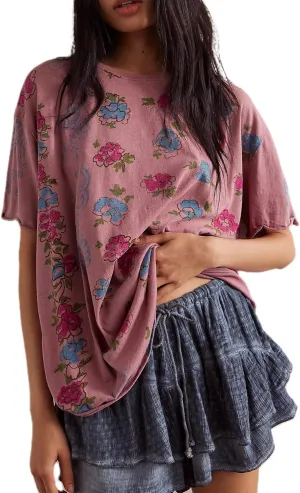 Oversized Graphic Tshirts for Women Teens Vintage Flower Tee Shirt Cute Loose Baggy Aesthetic Coast Beach Clothes