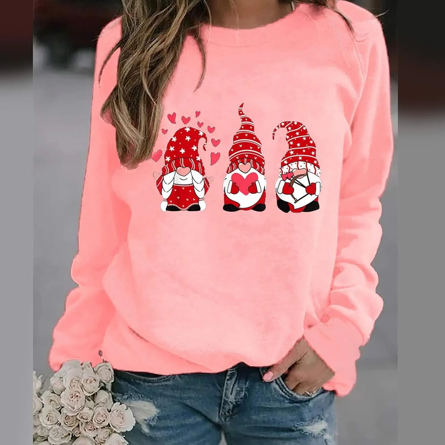 Oversized Sweatshirt for Women Valentines Sweatshirts Long Sleeve Crewneck Pullover Fashion Graphic Sweatshirts