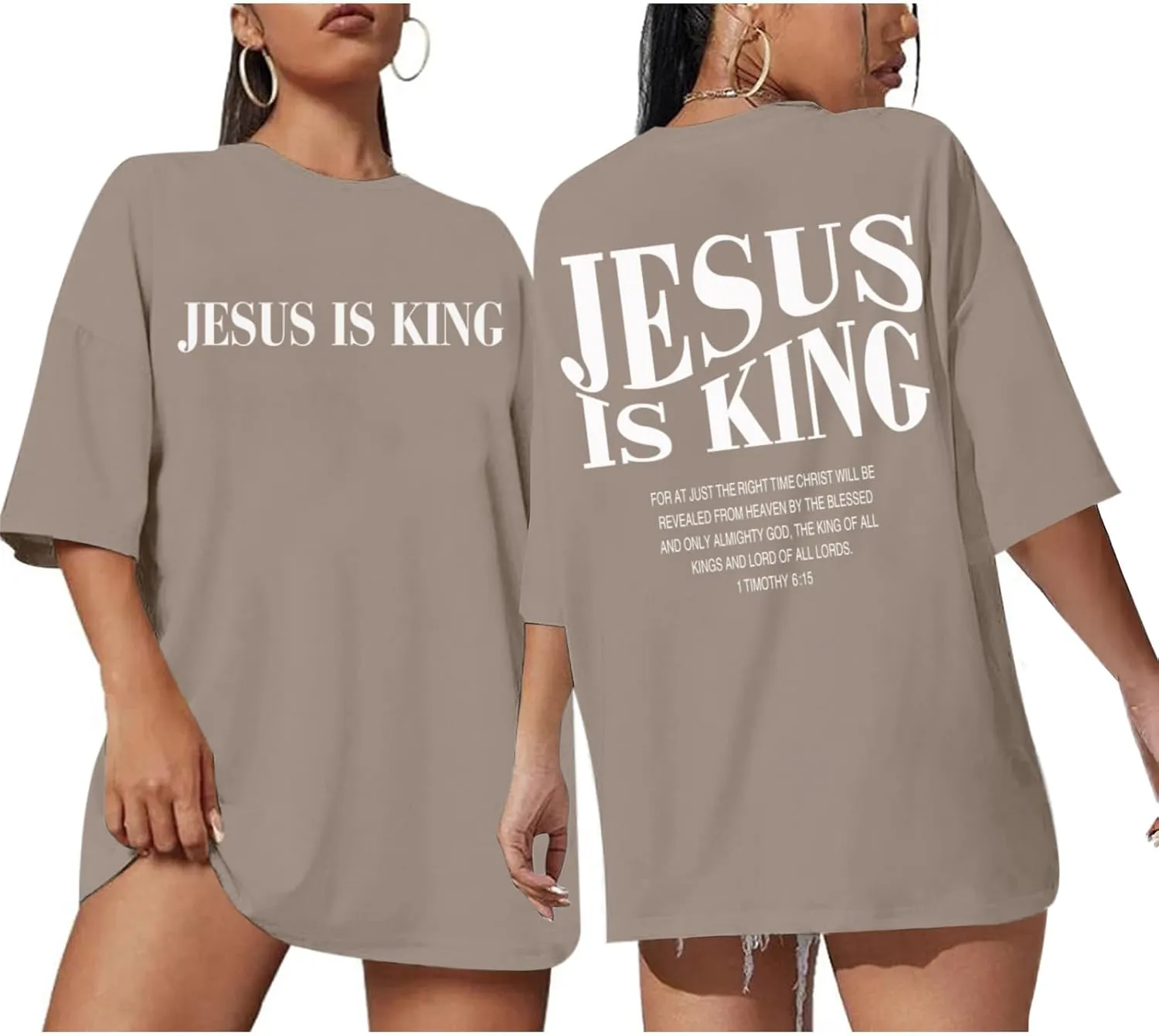 Oversized Tshirts for Women Christian Jesus is King Shirt Faith Religious Sayings Tees Loose Casual Bible Verse Tops