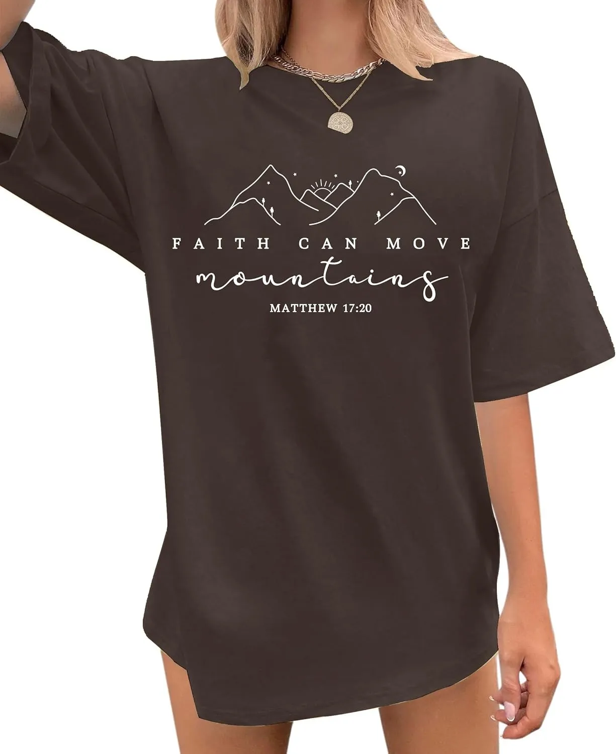 Oversized Tshirts for Women Christian Shirts Faith Over Fear Shirt Short Sleeve Jesus Tees Loose Casual Religious Tops