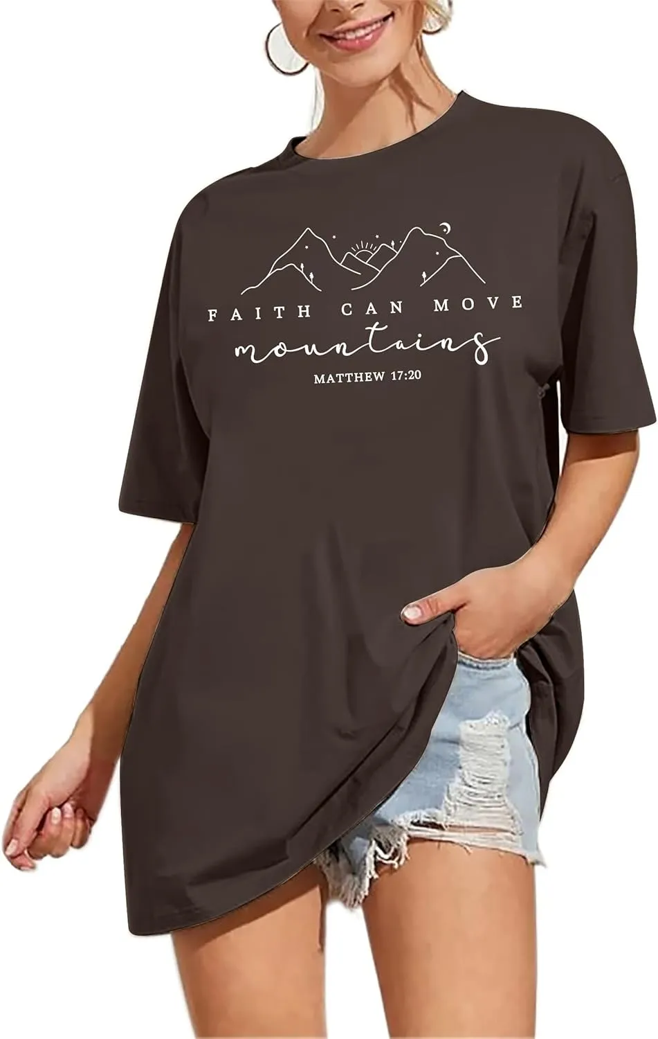 Oversized Tshirts for Women Christian Shirts Faith Over Fear Shirt Short Sleeve Jesus Tees Loose Casual Religious Tops
