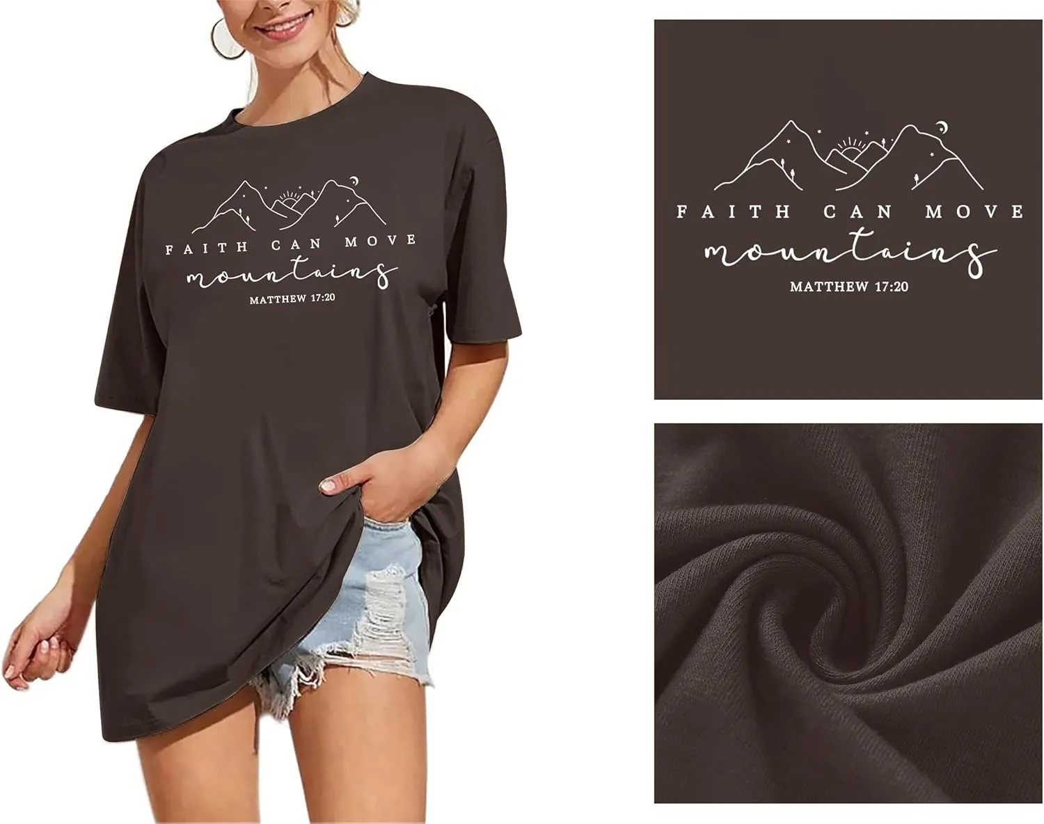 Oversized Tshirts for Women Christian Shirts Faith Over Fear Shirt Short Sleeve Jesus Tees Loose Casual Religious Tops