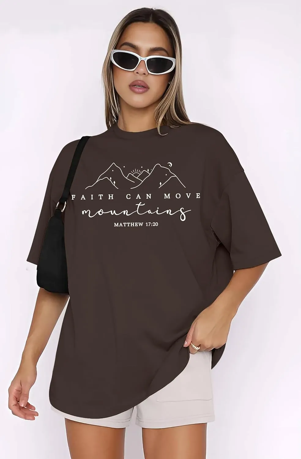Oversized Tshirts for Women Christian Shirts Faith Over Fear Shirt Short Sleeve Jesus Tees Loose Casual Religious Tops
