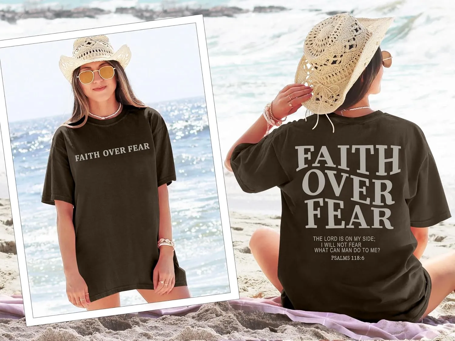 Oversized Tshirts for Women Christian Shirts Faith Over Fear Shirt Short Sleeve Jesus Tees Loose Casual Religious Tops