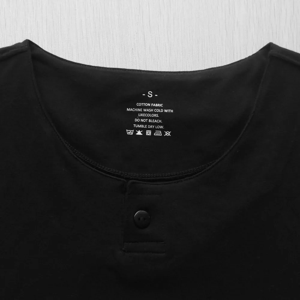 palglg Mens Cotton Muscle Slim Fitted Sport Henley T-Shirt with Button