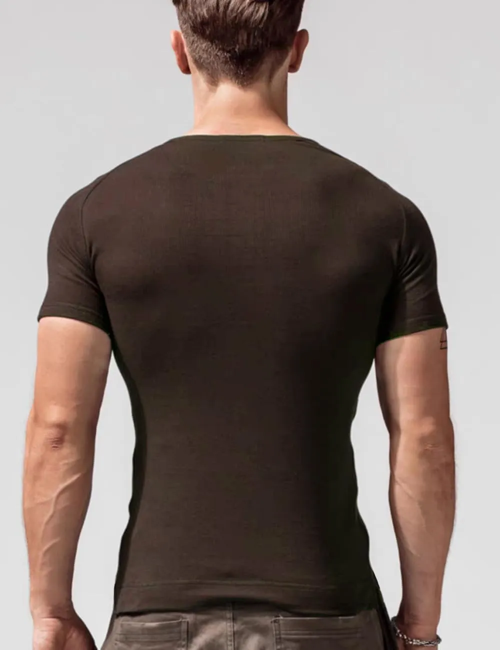 palglg Mens Cotton Muscle Slim Fitted Sport Henley T-Shirt with Button
