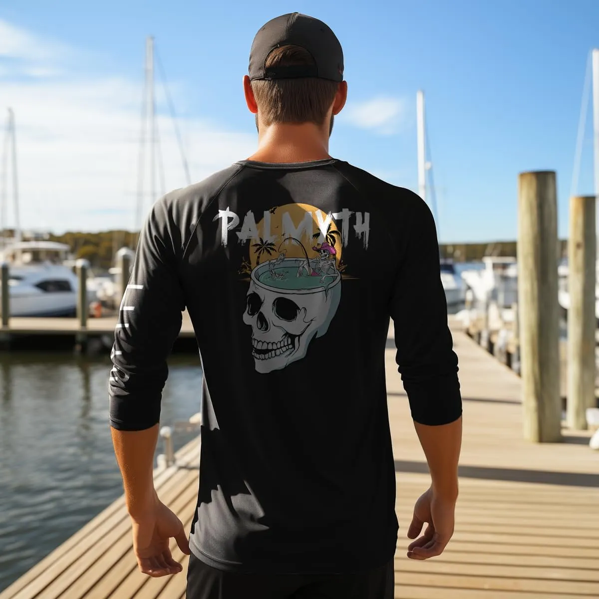 Palmyth Mens Fishing Shirts Sun Protection T-Shirts UV UPF 50  Long Sleeve Rash Guard Tee