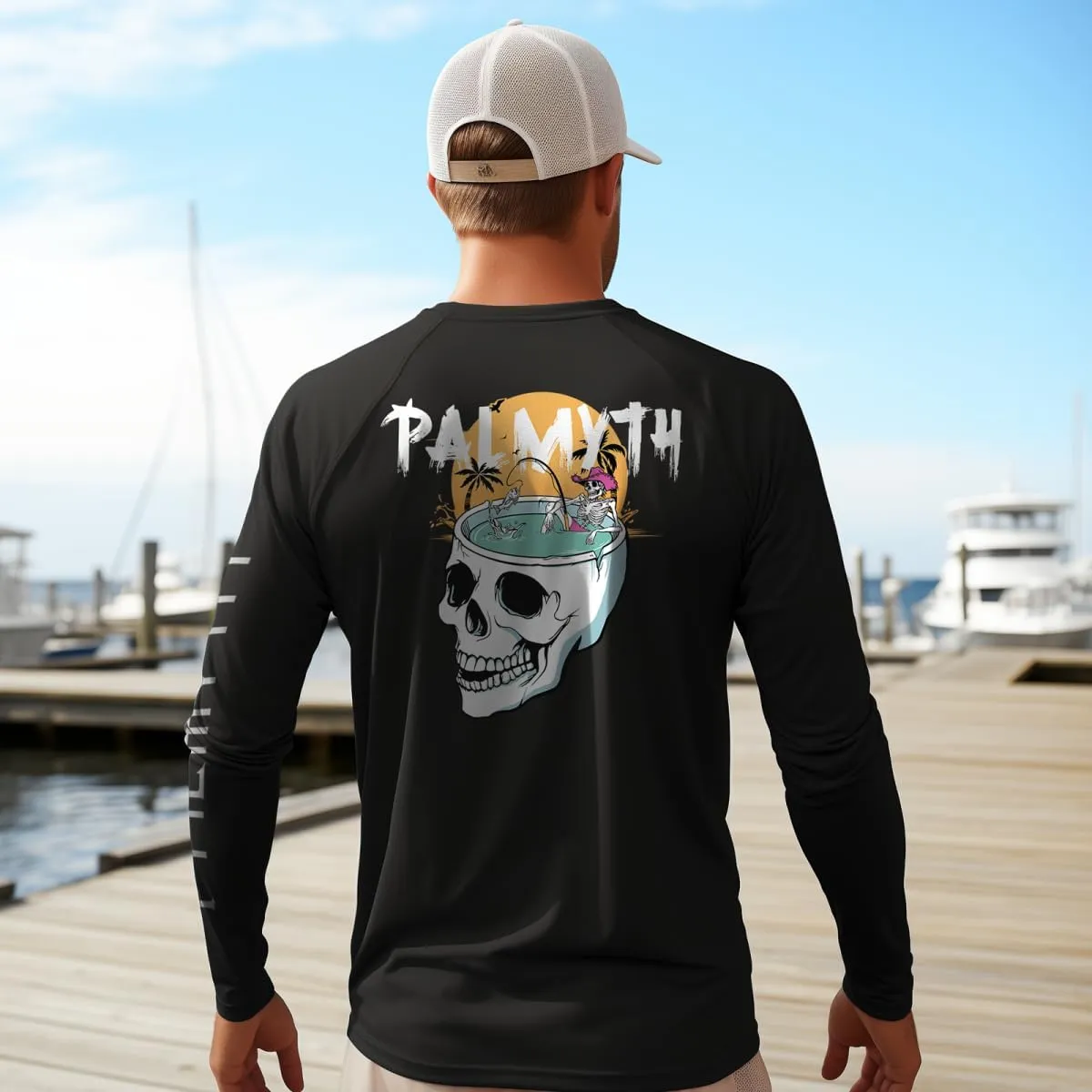 Palmyth Mens Fishing Shirts Sun Protection T-Shirts UV UPF 50  Long Sleeve Rash Guard Tee
