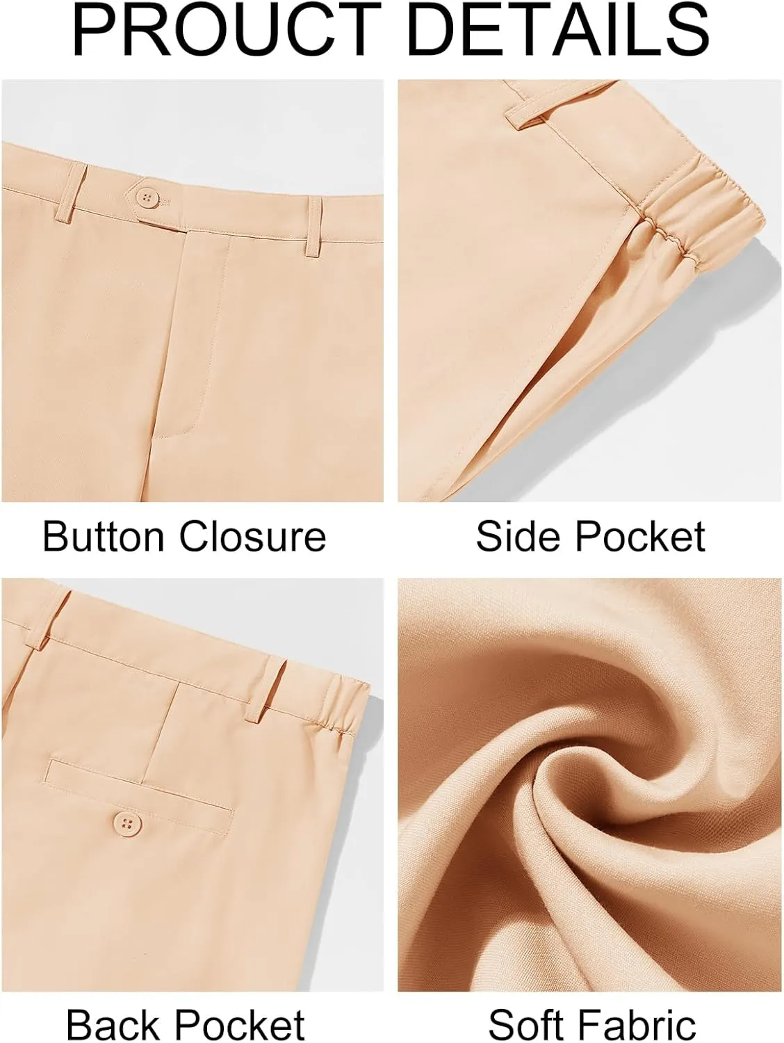 PASLTER Mens Chinos Pants Slim Fit Pleat Front Skinny Elastic Waist Dress Work Suit Pants Classic Slacks