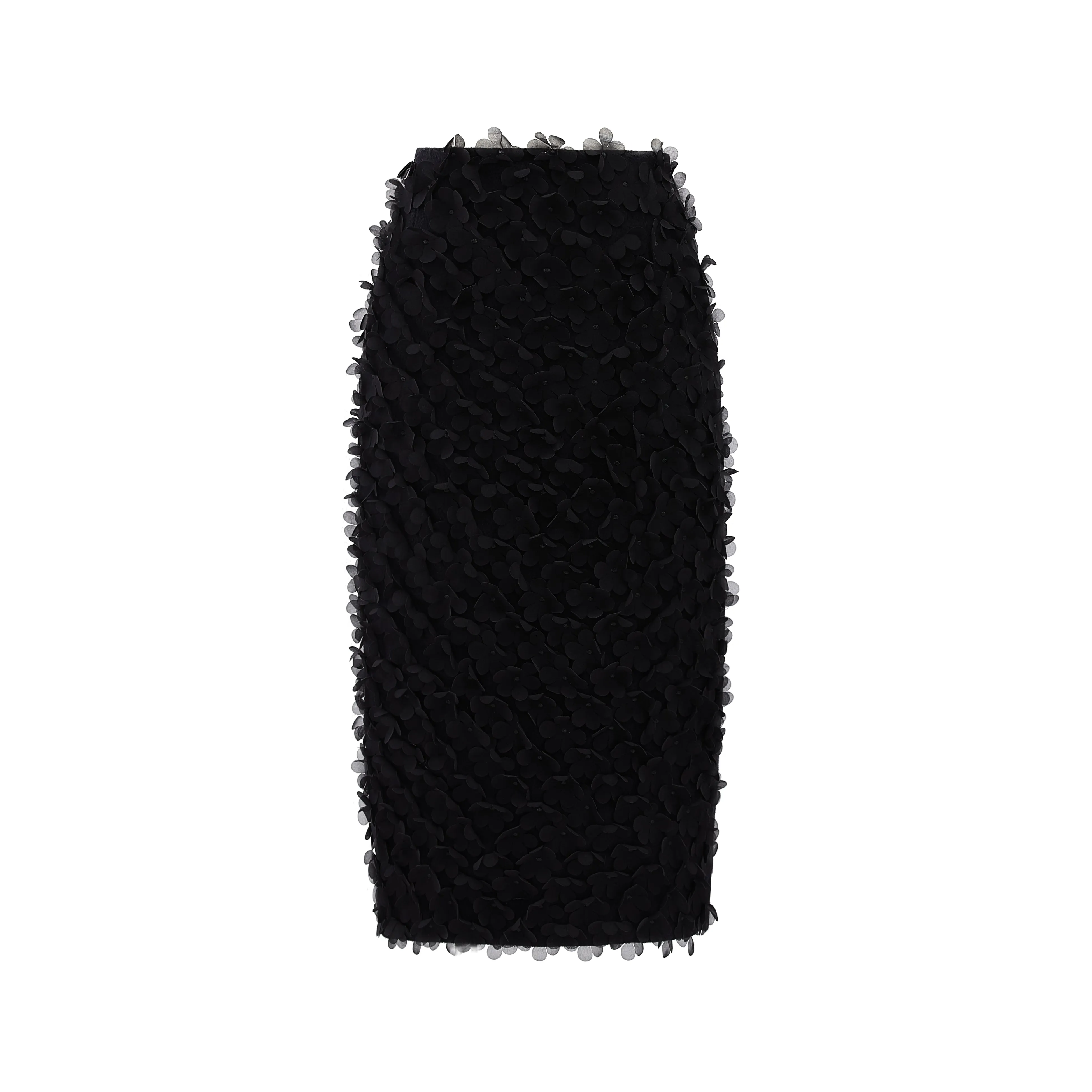 Petal Embroidered Wool Skirt