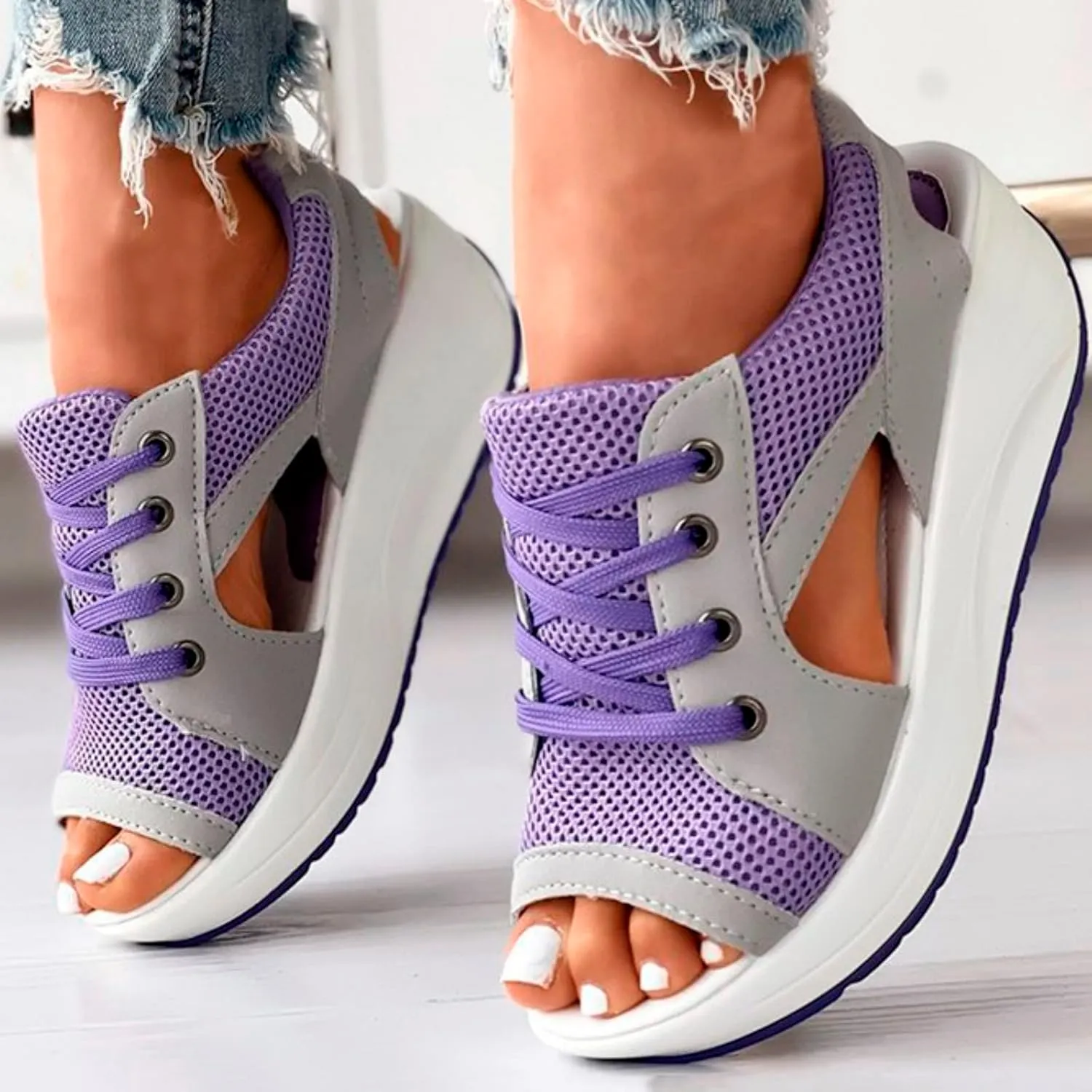 Platform Sandals for Women Open Toe Sports Orthopedic Sandal Comfortable Walking Shoes Sport Slingback Wedges Shoe