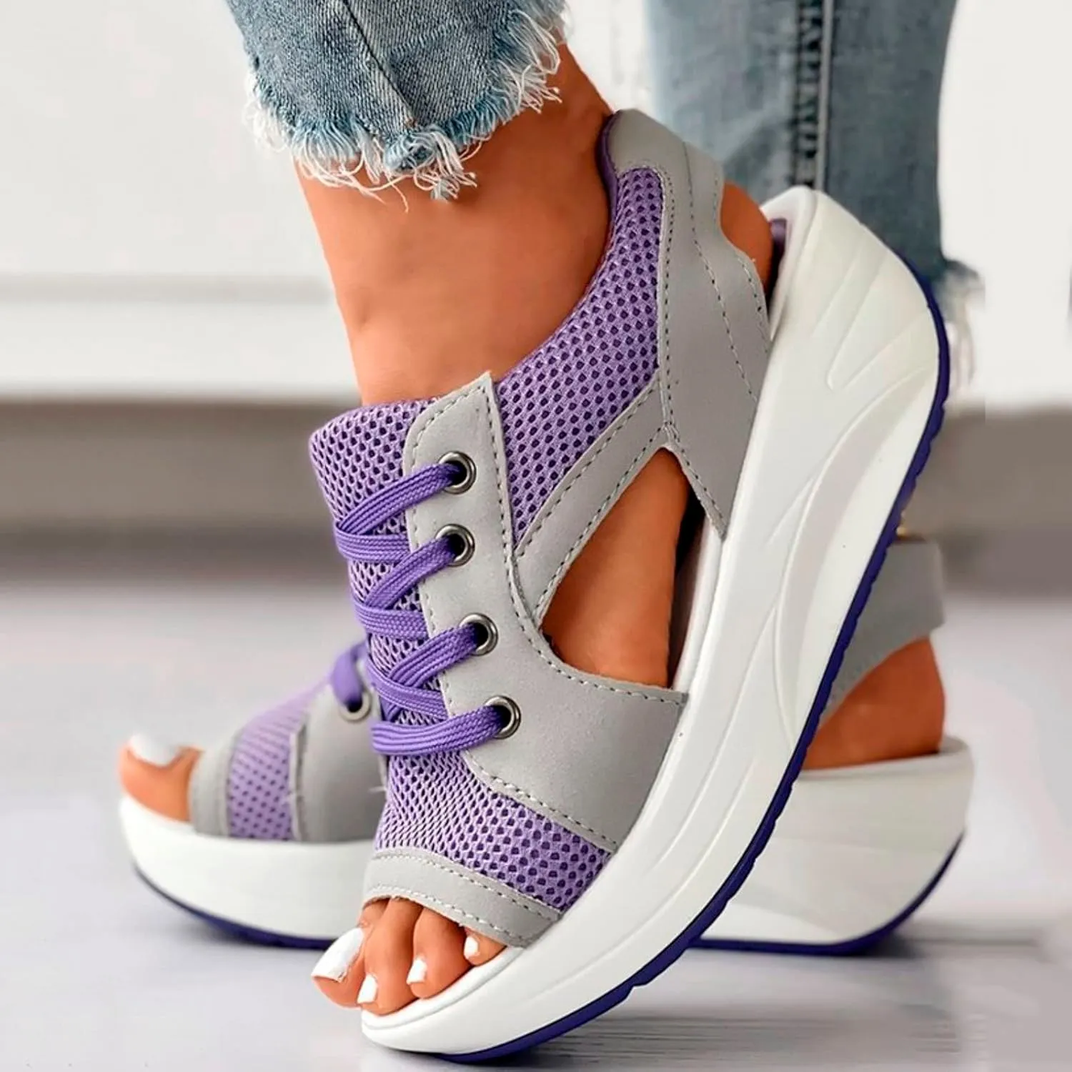 Platform Sandals for Women Open Toe Sports Orthopedic Sandal Comfortable Walking Shoes Sport Slingback Wedges Shoe