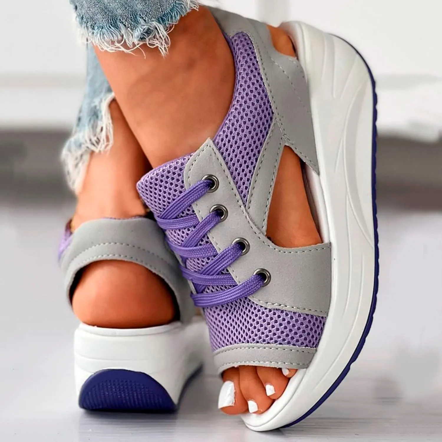 Platform Sandals for Women Open Toe Sports Orthopedic Sandal Comfortable Walking Shoes Sport Slingback Wedges Shoe