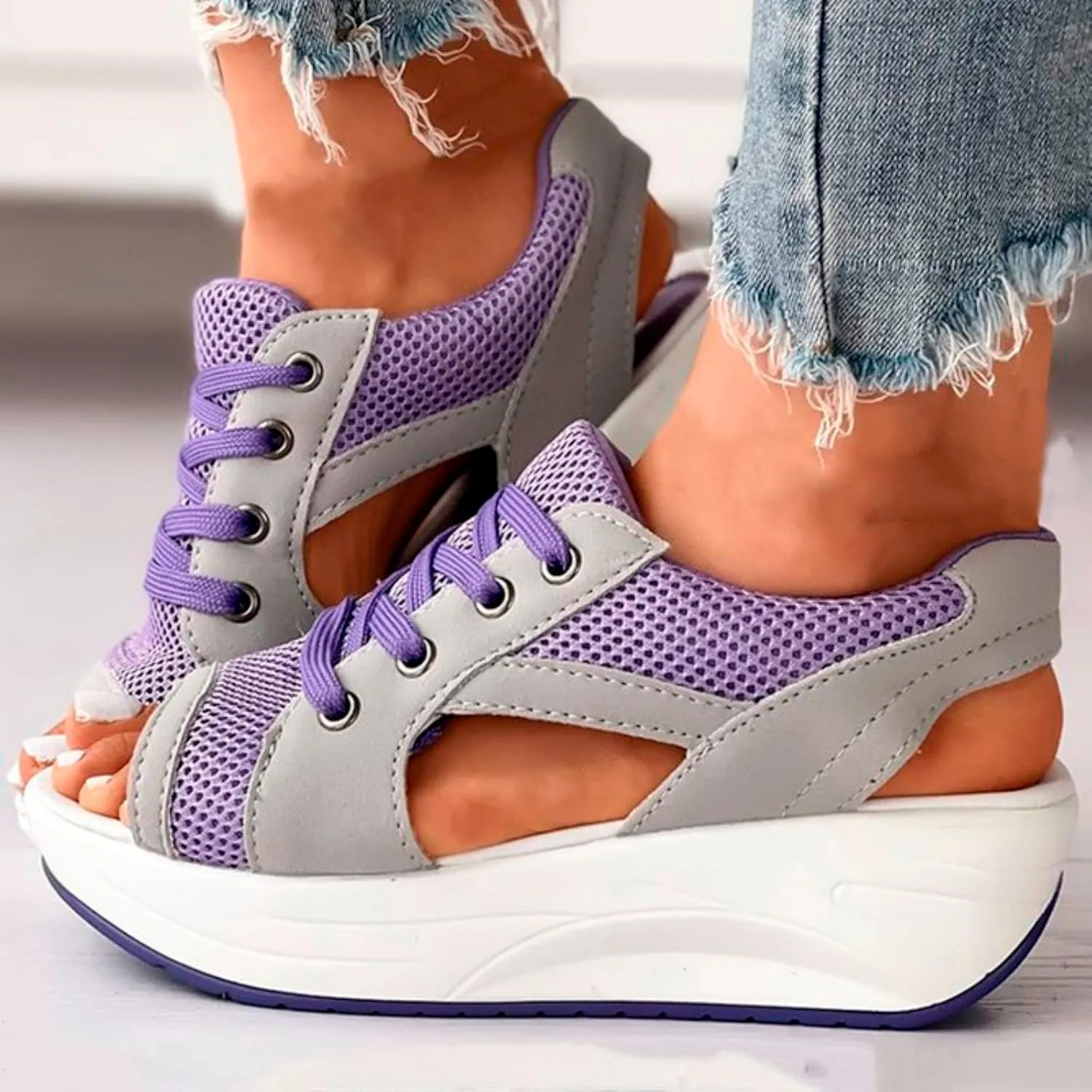 Platform Sandals for Women Open Toe Sports Orthopedic Sandal Comfortable Walking Shoes Sport Slingback Wedges Shoe