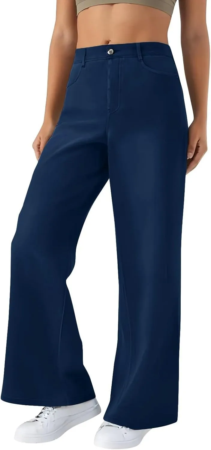 Plus Size Jeans Wide Leg Summer,Womens Cropped Jeans Stretchy Trousers Petite Baggy Cargo High Waisted Trendy
