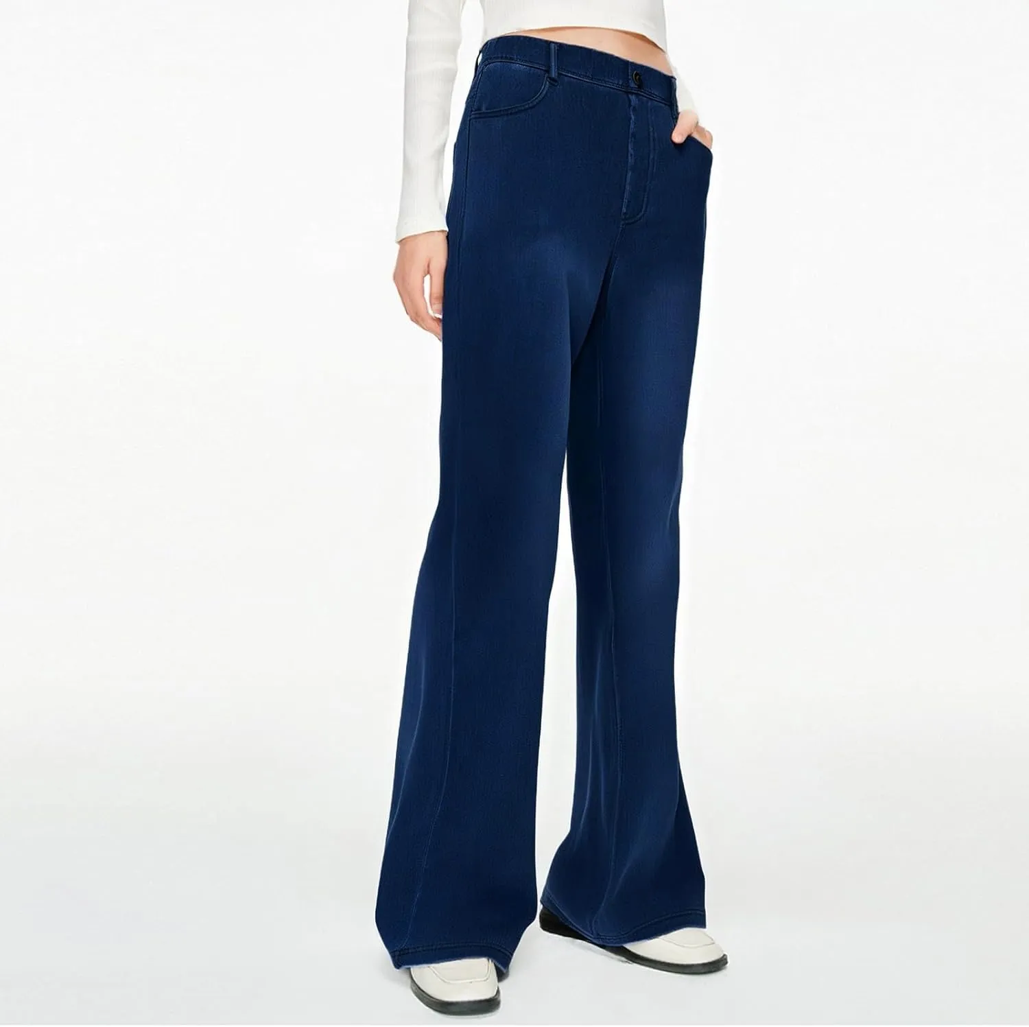 Plus Size Jeans Wide Leg Summer,Womens Cropped Jeans Stretchy Trousers Petite Baggy Cargo High Waisted Trendy