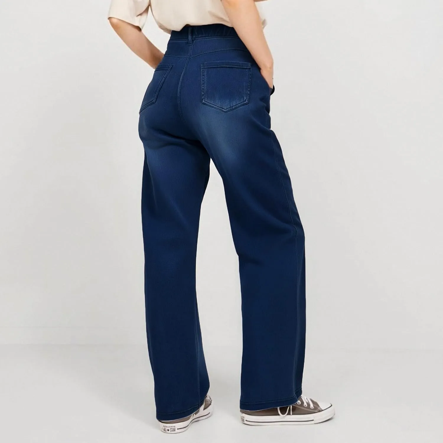 Plus Size Jeans Wide Leg Summer,Womens Cropped Jeans Stretchy Trousers Petite Baggy Cargo High Waisted Trendy