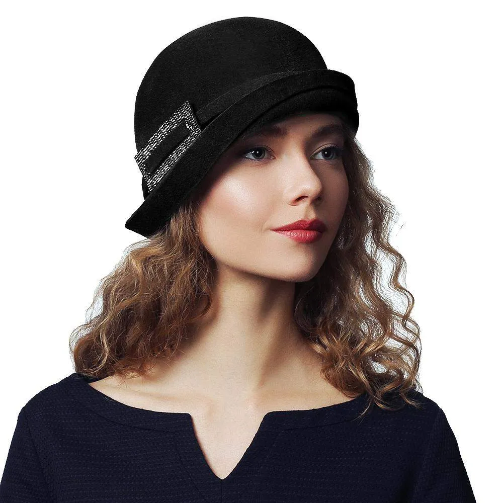 Pretty fur felt velour cloche fall winter hat