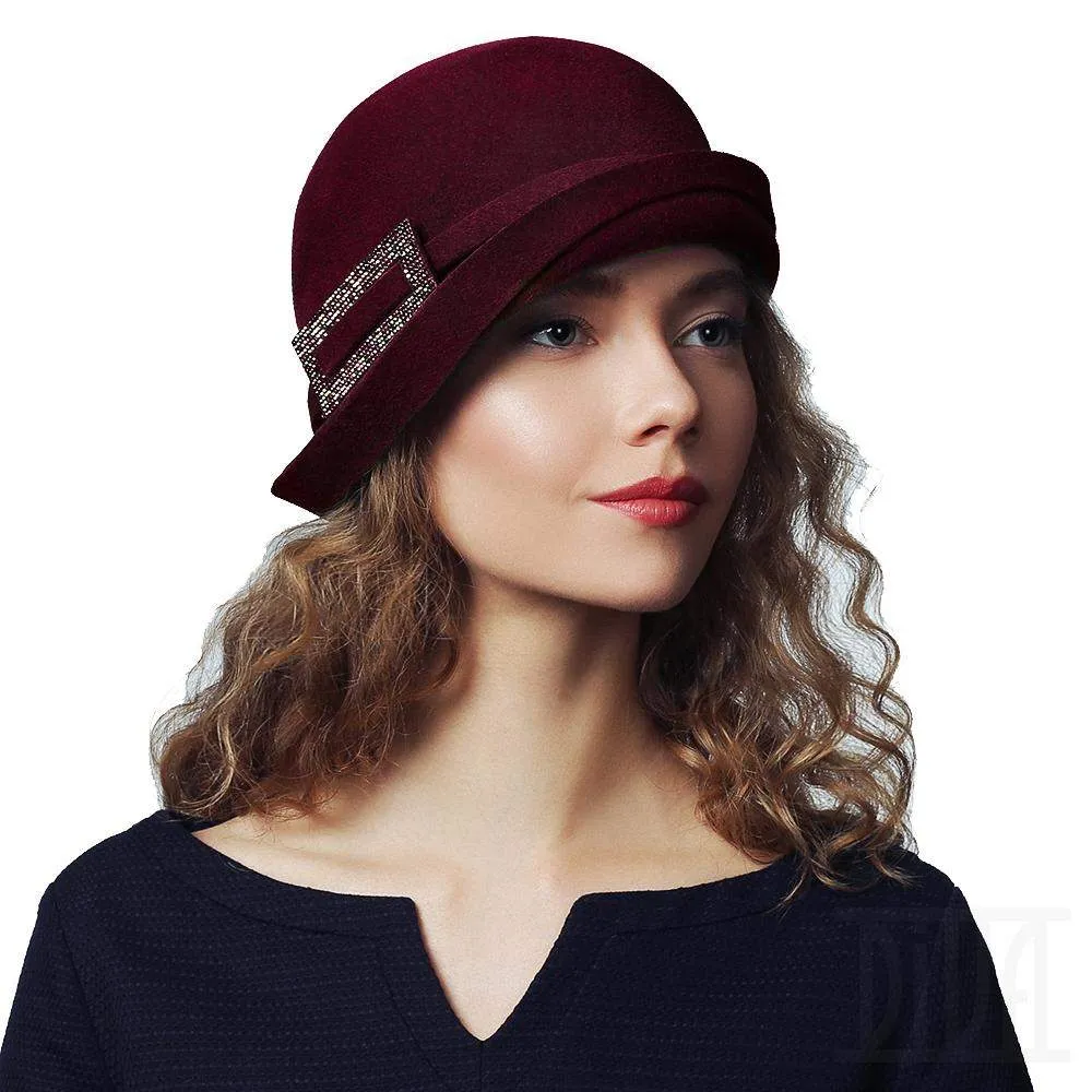 Pretty fur felt velour cloche fall winter hat