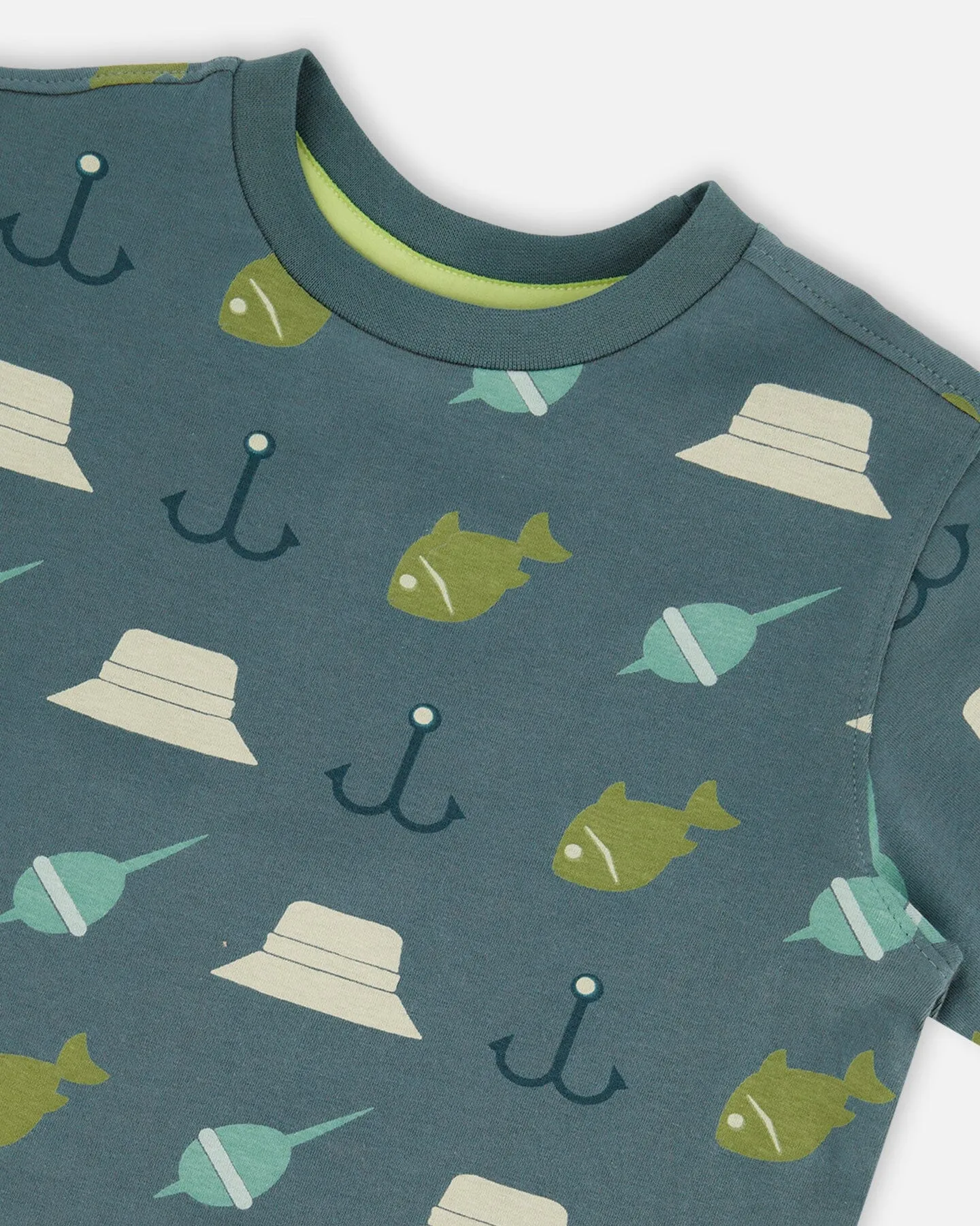 Printed Organic Cotton Tee Teal And Peach