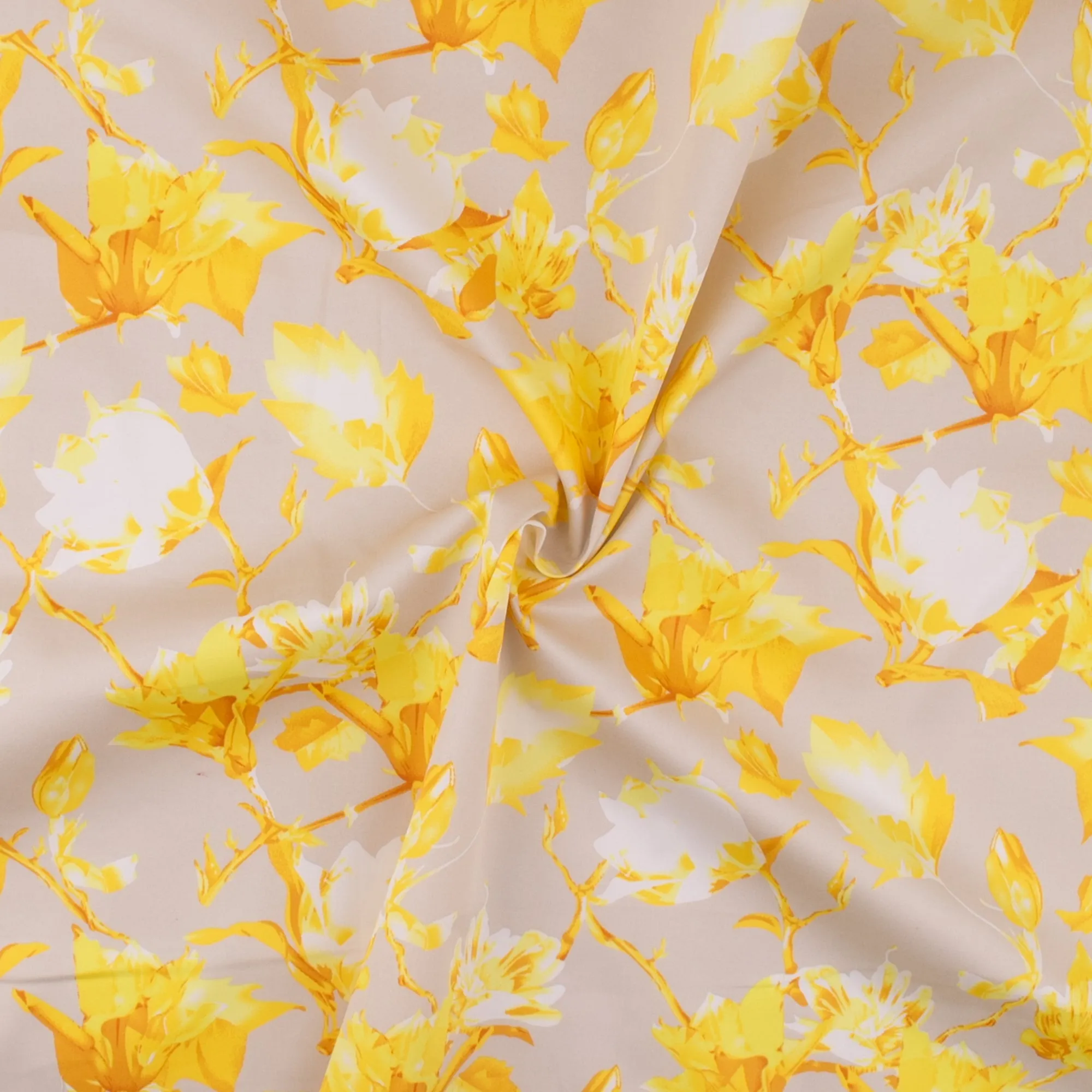 Printed Stretch Sateen - SANDY - 008 - Yellow