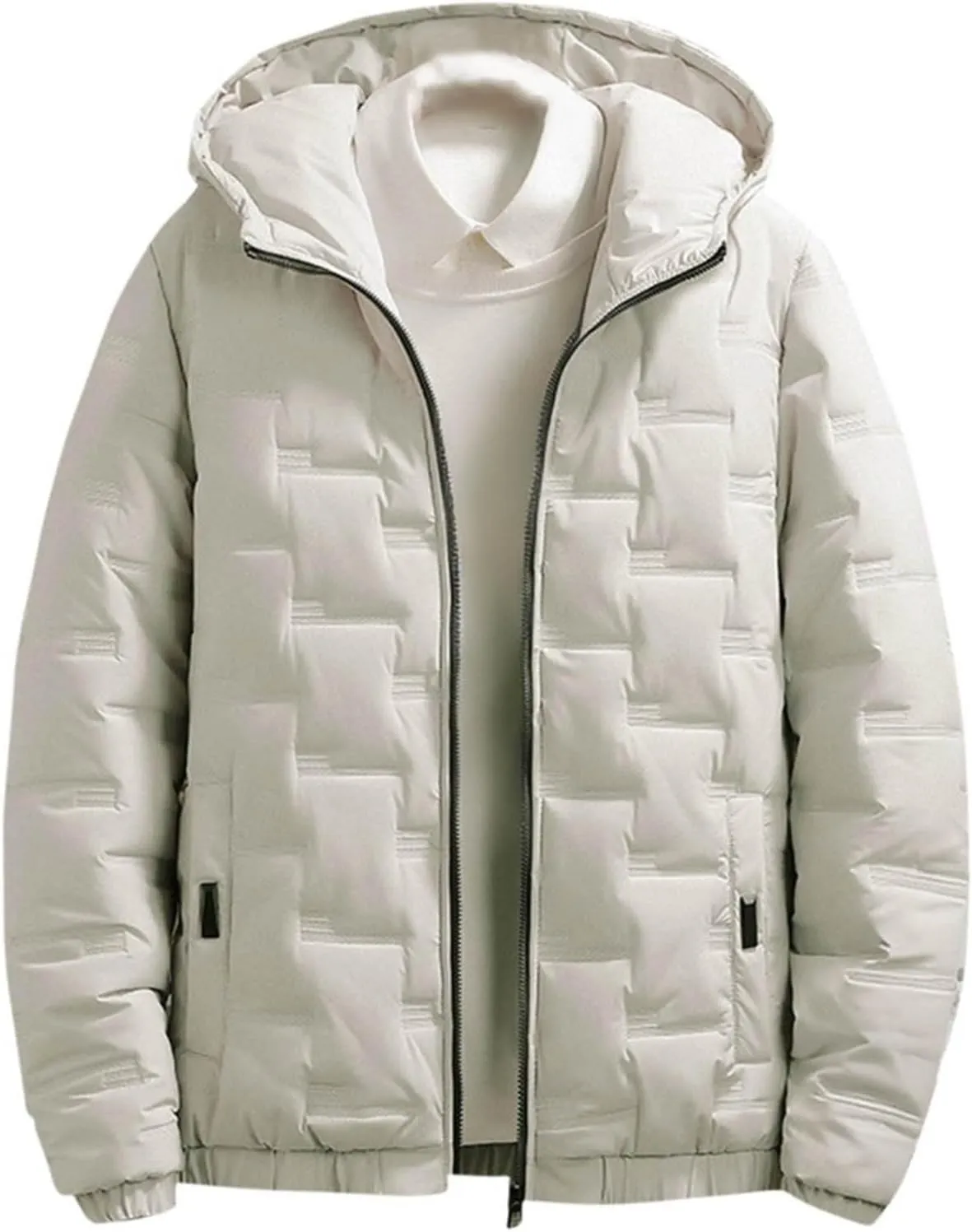 Puffer Jackets for Men Winter Hooded Coats Quilted Down Parkas Jackets Thicken Bubble Overcoats with Pocket Warm Coat
