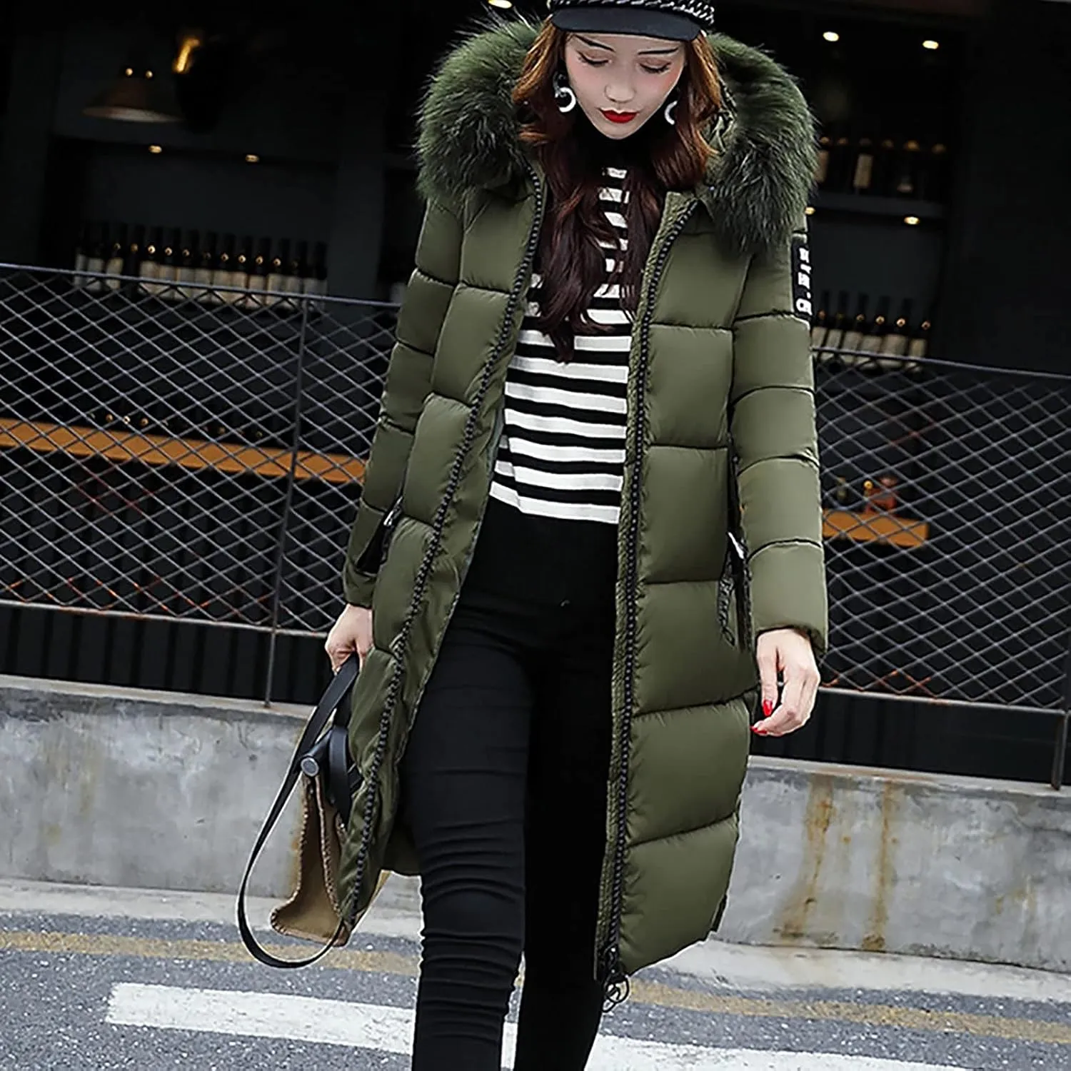 Puffer Long down Jackets for Women Hooded Ladies Winter Thick Parka Outerwear Cardigans Windbreak Pocket Long Jacket