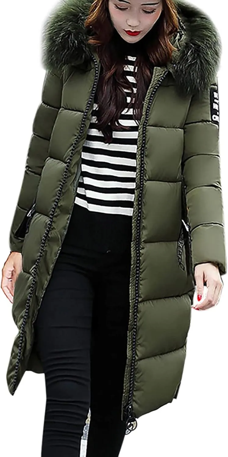 Puffer Long down Jackets for Women Hooded Ladies Winter Thick Parka Outerwear Cardigans Windbreak Pocket Long Jacket