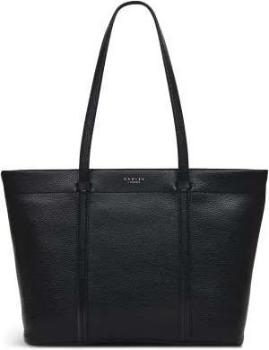 RADLEY London Rivington Womens Medium Leather Ziptop Tote Bag, Black