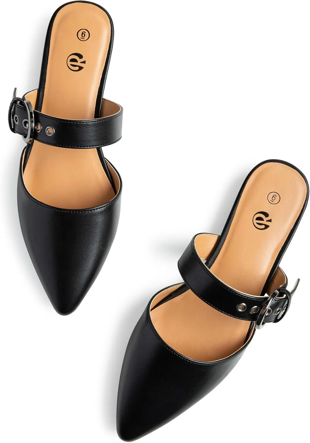 Rekayla Mules for Women Adjustable Strap Pointed Toe Backless Loafer Shoes??