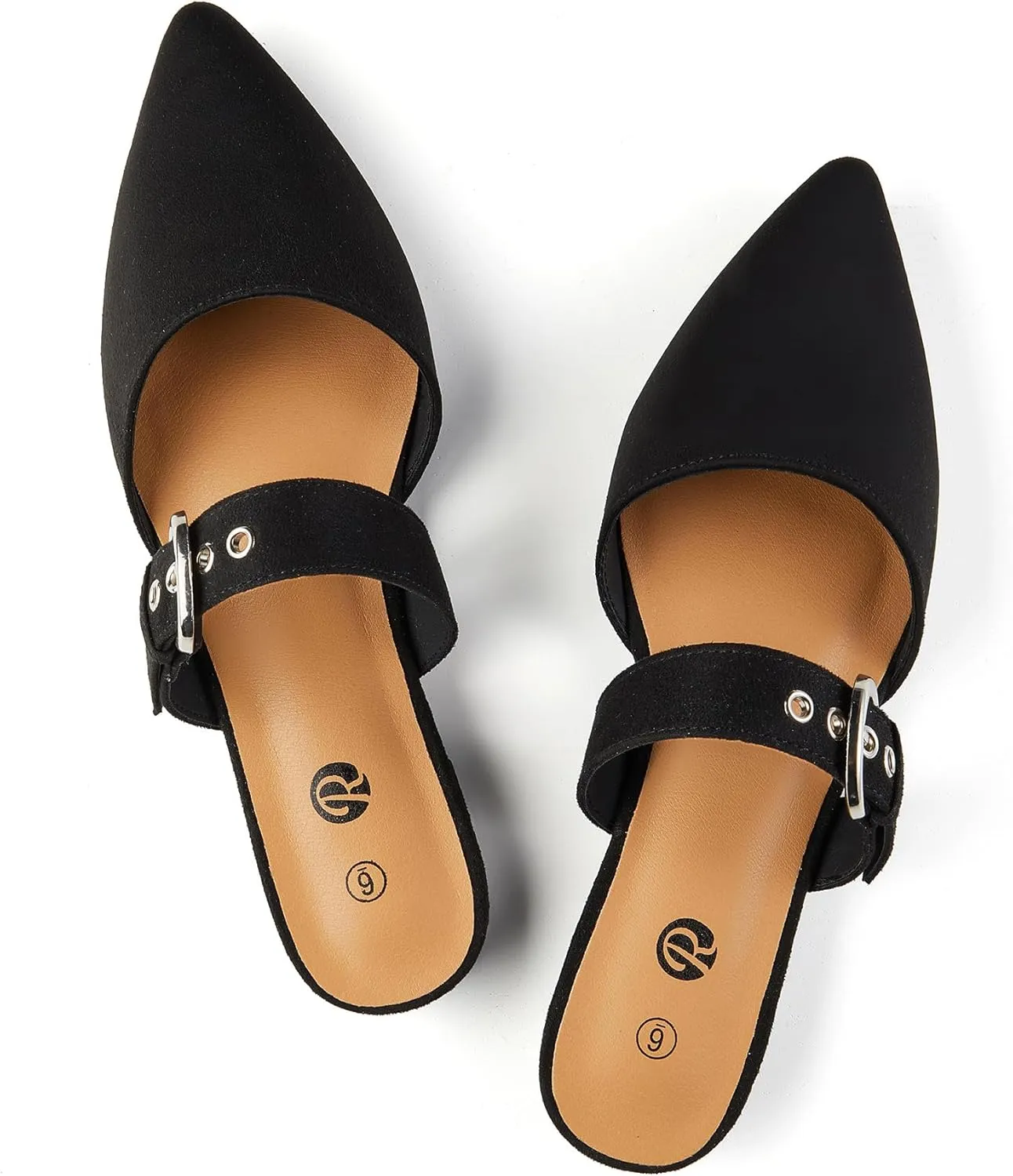 Rekayla Mules for Women Adjustable Strap Pointed Toe Backless Loafer Shoes??