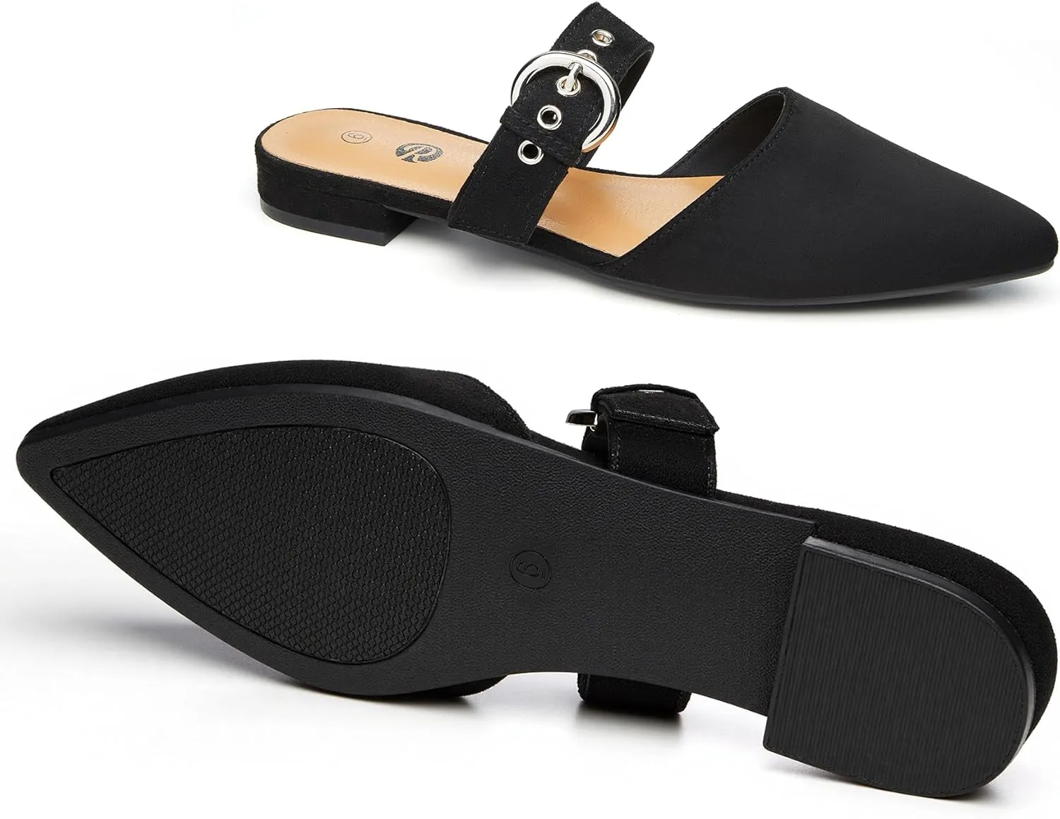 Rekayla Mules for Women Adjustable Strap Pointed Toe Backless Loafer Shoes??