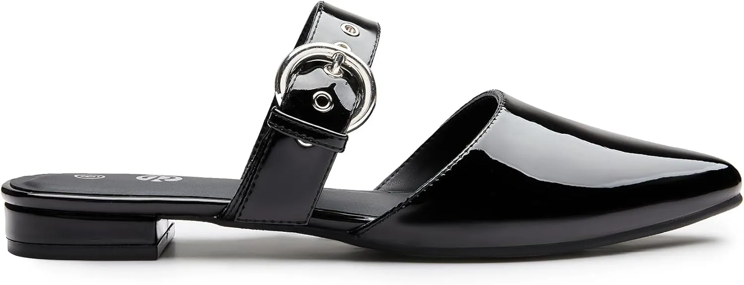 Rekayla Mules for Women Adjustable Strap Pointed Toe Backless Loafer Shoes??