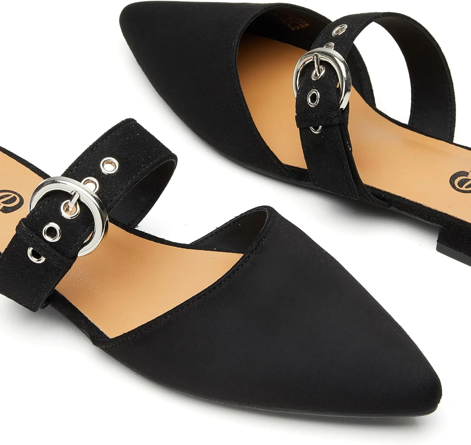 Rekayla Mules for Women Adjustable Strap Pointed Toe Backless Loafer Shoes??