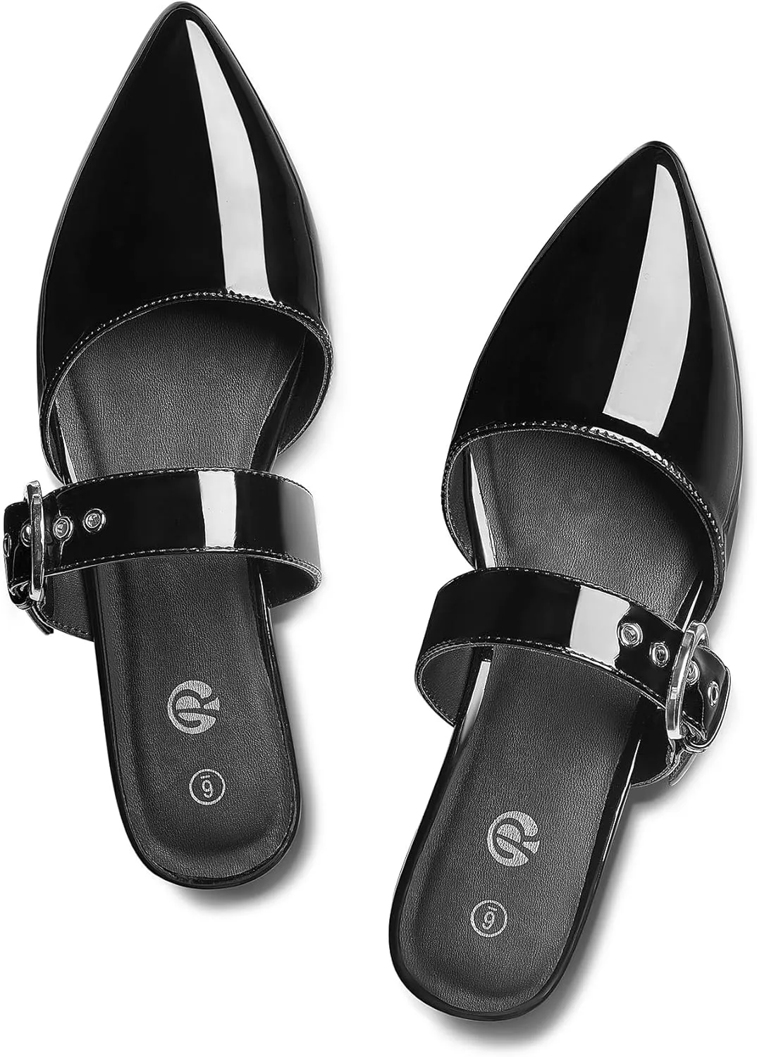 Rekayla Mules for Women Adjustable Strap Pointed Toe Backless Loafer Shoes??