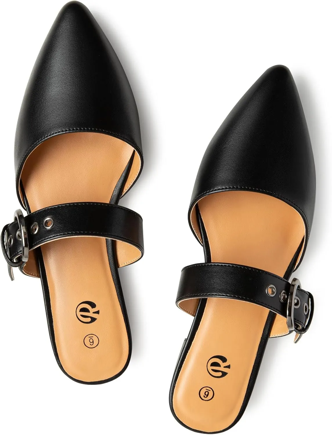 Rekayla Mules for Women Adjustable Strap Pointed Toe Backless Loafer Shoes??