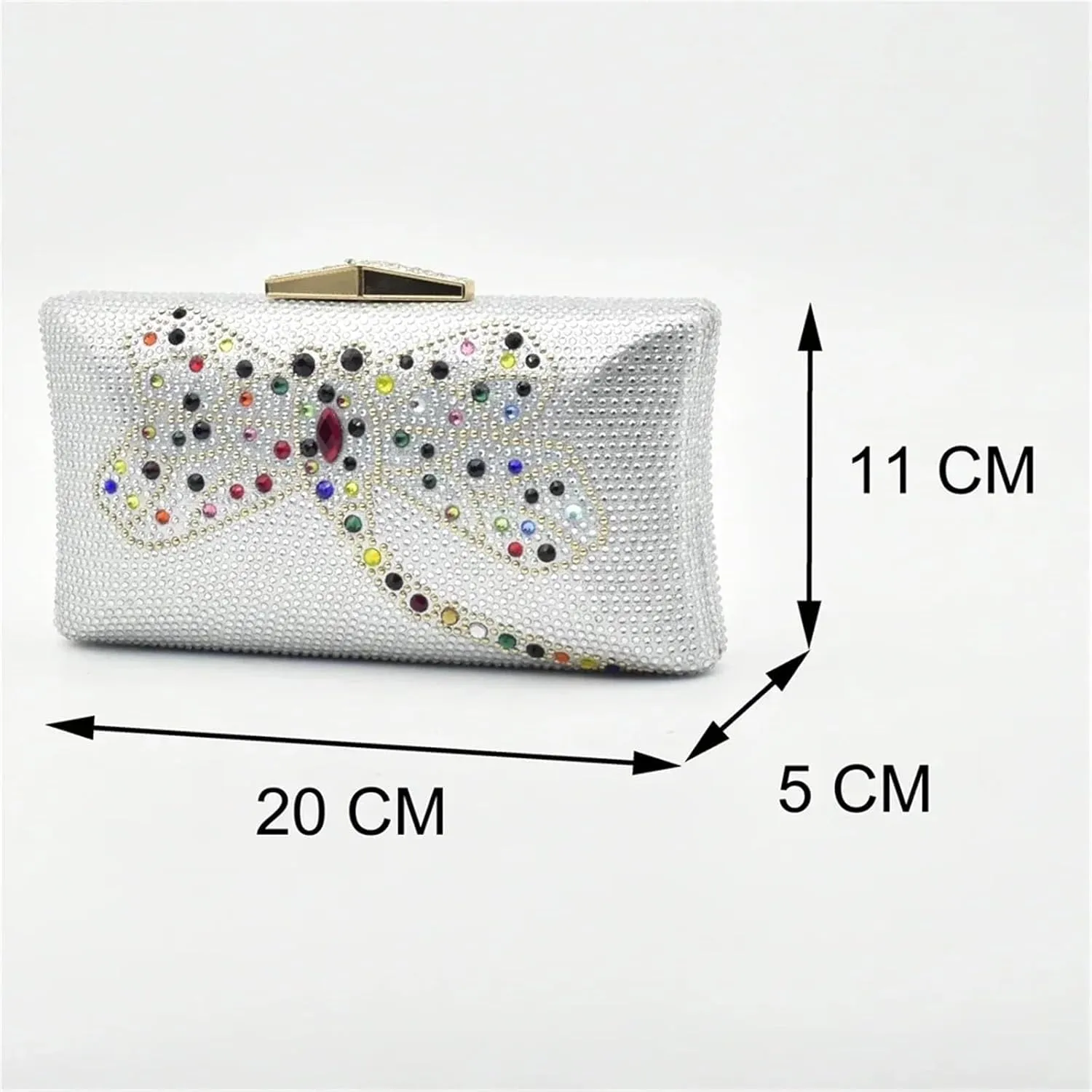 Rhinestone Bags Bowknot Design Women's Evening Bag Water Diamond Metal Chain Day Clutch Wedding Handbag Rhinestones Bracket Wallet(Green)