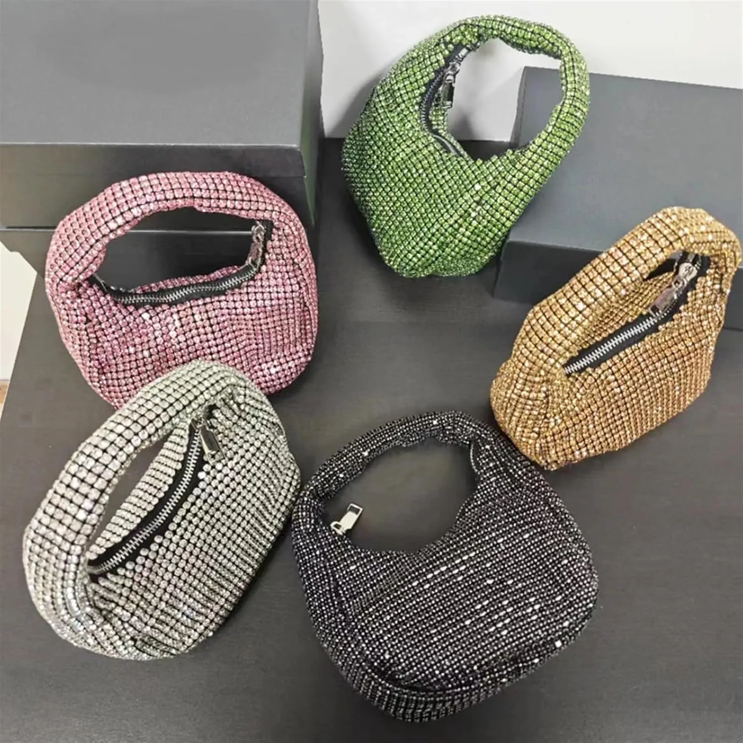 Rhinestone Bags Diamond Evening Purses Women's Sparkly Banquet Bag Wedding Party Handbag Rhinestone Clutch Bag Dinner Bag(Green)