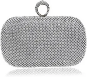 Rhinestone Bags Evening Clutch Bags Diamond-Studded Evening Bag with Chain Shoulder Bag Women's Handbags Wallets Evening Bag for Wedding(YM1000silver)