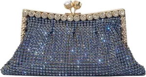 Rhinestone Bags Fashion Rhinestone Clutch Bag for Women Shinny Diamonds Evening Party Purses(Blue)