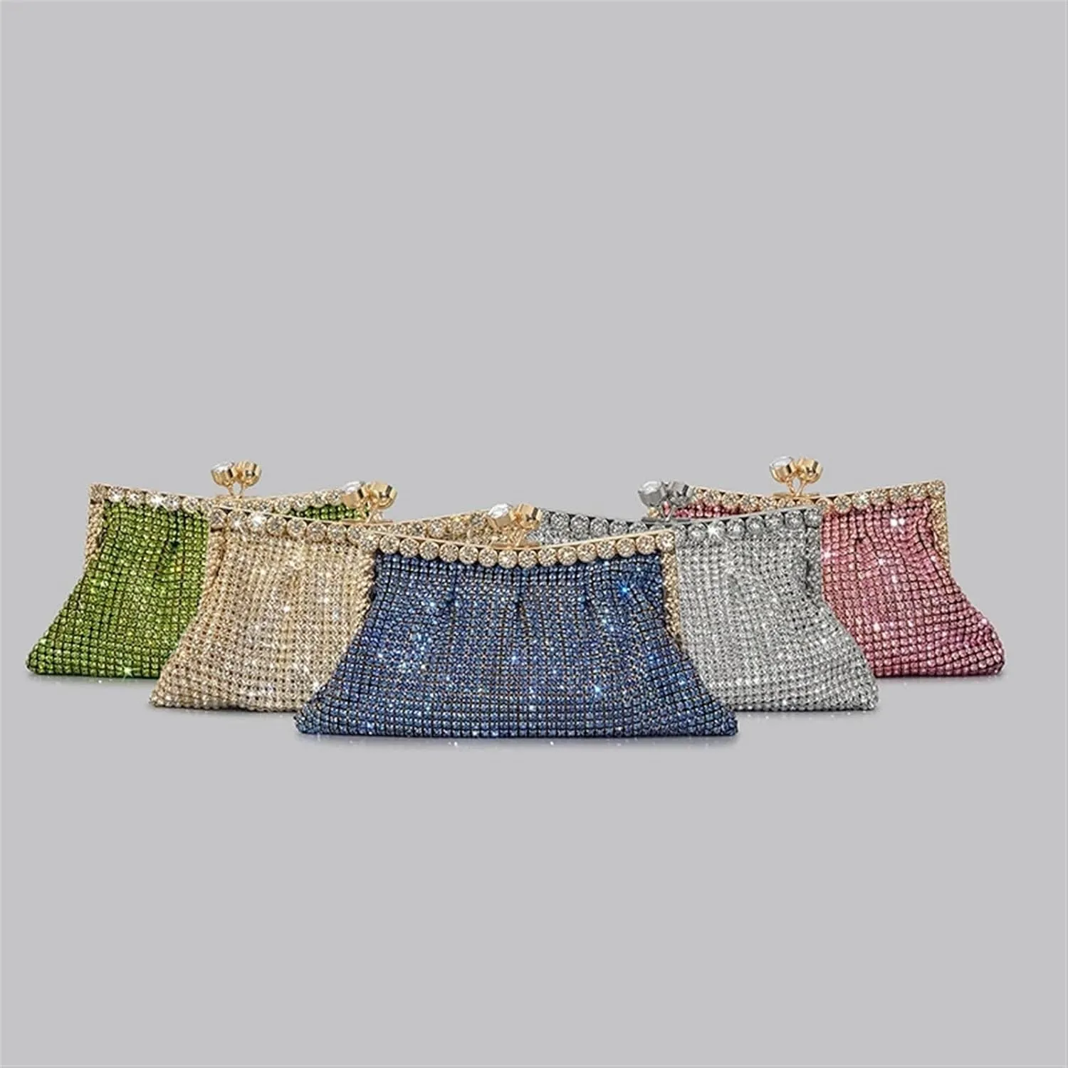 Rhinestone Bags Fashion Rhinestone Clutch Bag for Women Shinny Diamonds Evening Party Purses(Blue)