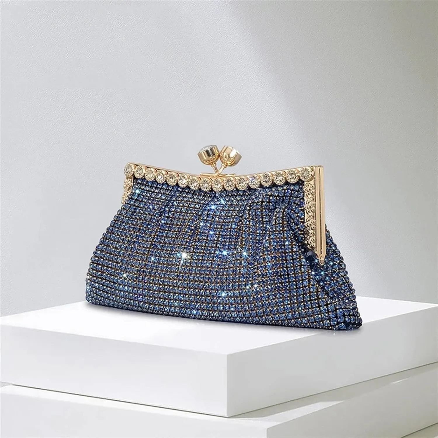 Rhinestone Bags Fashion Rhinestone Clutch Bag for Women Shinny Diamonds Evening Party Purses(Blue)