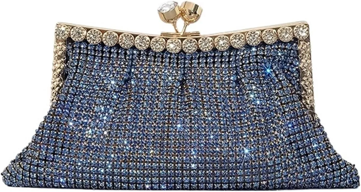 Rhinestone Bags Fashion Rhinestone Clutch Bag for Women Shinny Diamonds Evening Party Purses(Blue)