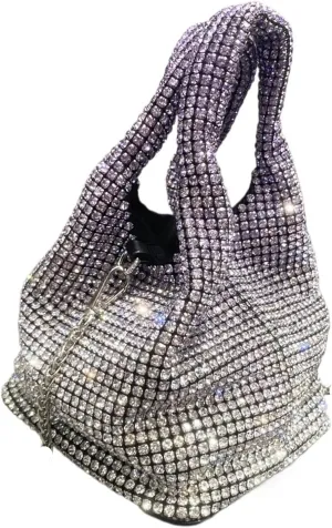 Rhinestone Bags Handle Rhinestones Evening Clutch Bag Purses and Handbag Hobo Shoulder Bag Shiny Crystal Clutch Purse Bucket Bag(Purple)