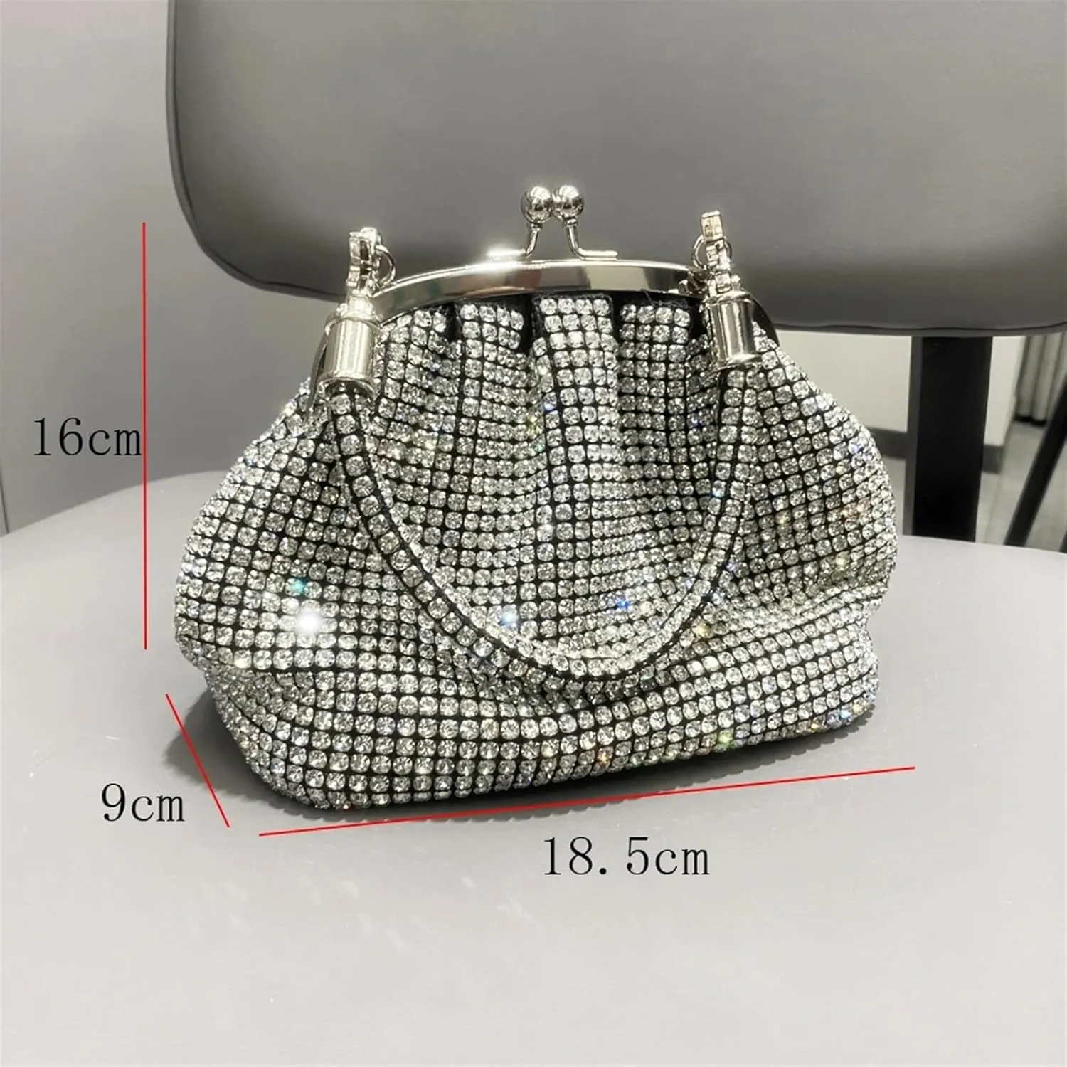 Rhinestone Bags Handle Rhinestones Evening Clutch Bag Purses and Handbag Shiny Crystal Clutch Purse Bucket Bag Shoulder Bags(Black)